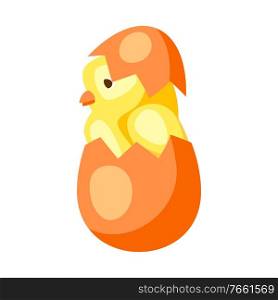 Cute Easter chicken illustration. Cartoon baby bird for traditional celebration.. Cute Easter chicken illustration.