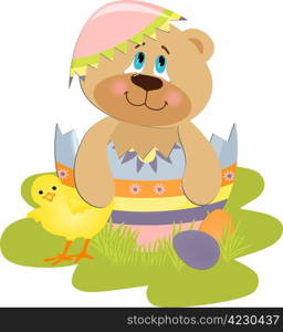 Cute Easter illustration with toy