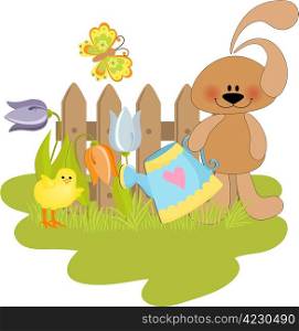 Cute Easter illustration with toy