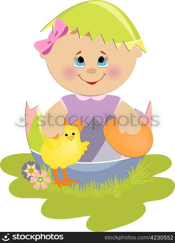 Cute Easter illustration with toy