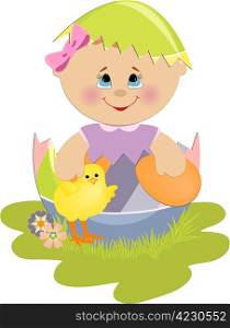 Cute Easter illustration with toy