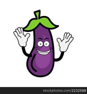 Cute eggplant character. cartoon vector illustration