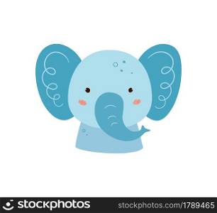 Cute elephant. Animal kawaii character. Funny little elephant face. Vector hand drawn illustration isolated on white background.. Cute elephant. Animal kawaii character. Funny little elephant face. Vector hand drawn illustration isolated on white background