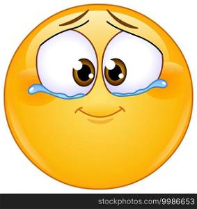 Cute emotional emoji emoticon with tears of joy