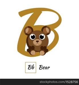 Cute English animal alphabet letter B vector image