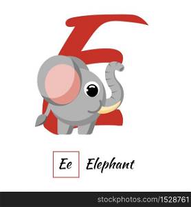 Cute English animal alphabet letter E vector image