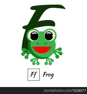 Cute English animal alphabet letter F vector image
