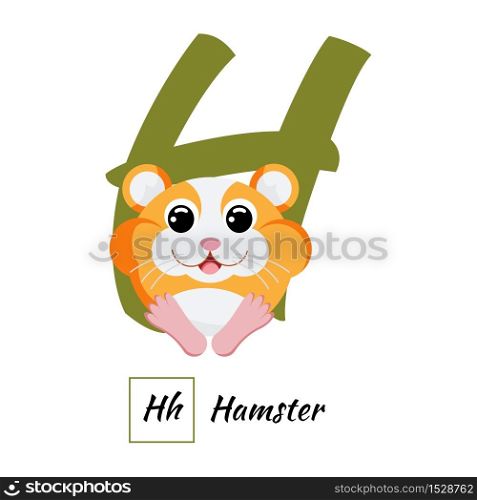 Cute English animal alphabet letter H vector image