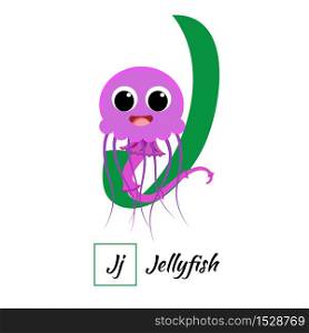 Cute English animal alphabet letter J vector image