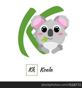 Cute English animal alphabet letter K vector image