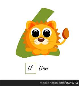 Cute English animal alphabet letter L vector image