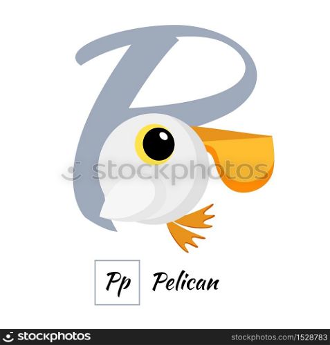 Cute English animal alphabet letter P vector image