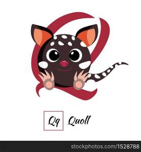Cute English animal alphabet letter Q vector image