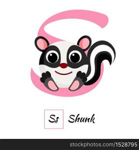 Cute English animal alphabet letter S vector image