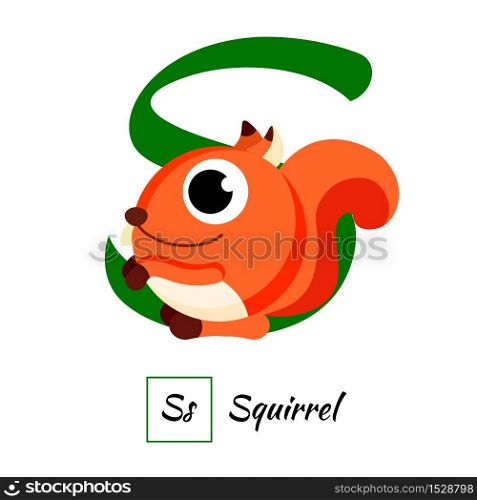 Cute English animal alphabet letter S vector image