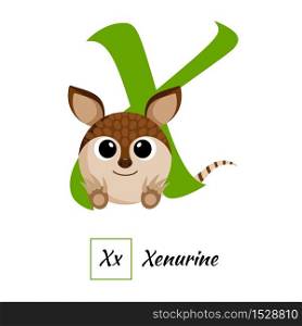 Cute English animal alphabet letter X vector image