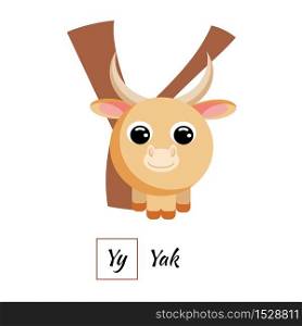 Cute English animal alphabet letter Y vector image