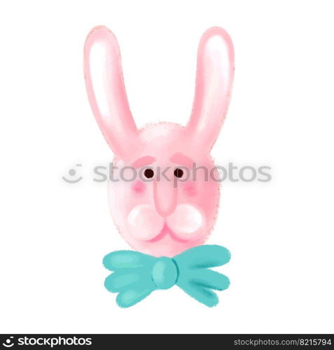Cute face of rabbit. Bunny head with a bow. Rabbit symbol of 2023 year Vector illustration. Cute face of rabbit. Rabbit head with a bow