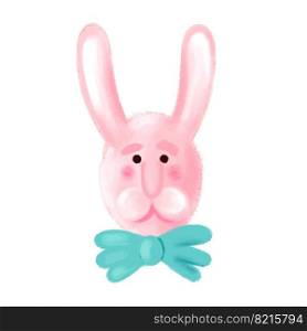 Cute face of rabbit. Bunny head with a bow. Rabbit symbol of 2023 year Vector illustration. Cute face of rabbit. Rabbit head with a bow