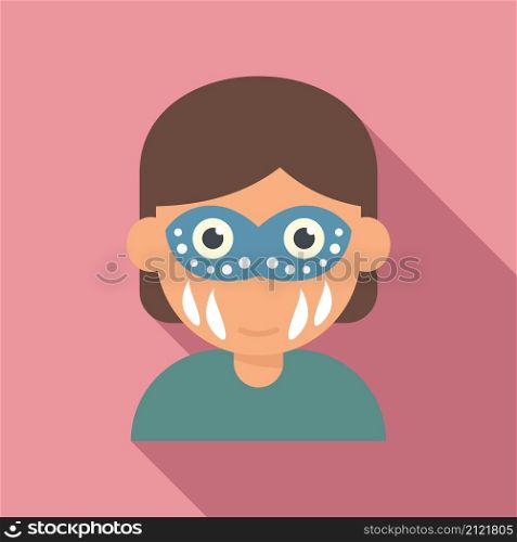 Cute face painting icon flat vector. Paint kid. Makeup mask. Cute face painting icon flat vector. Paint kid
