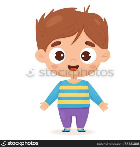 Cute fair skinned boy. Vector illustration. Character child in cartoon style for design, decor, print and kids collection, postcards