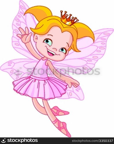 Cute fairy ballerina flying