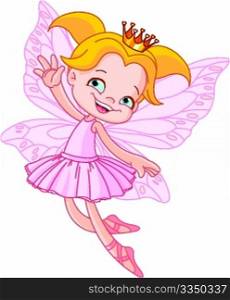 Cute fairy ballerina flying
