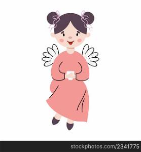 Cute fairy is drinking tea. Fairy tale character for book. Vector illustration.