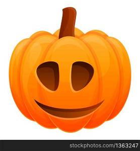 Cute fall pumpkin icon. Cartoon of cute fall pumpkin vector icon for web design isolated on white background. Cute fall pumpkin icon, cartoon style