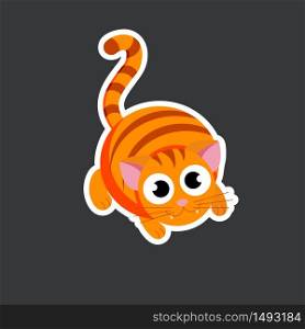 cute fat cat sticker template in flat vector style