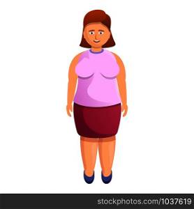 Cute fat woman icon. Cartoon of cute fat woman vector icon for web design isolated on white background. Cute fat woman icon, cartoon style