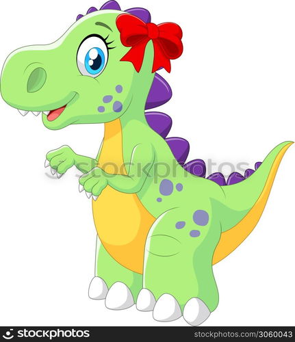 Cute female dinosaur isolated on white background