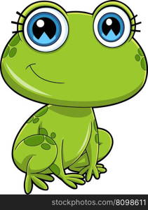 Cute Female Frog Cartoon Character Vector Hand Drawn Illustration Isolated On Transparent Background