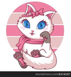 cute feminine cat vector illustration