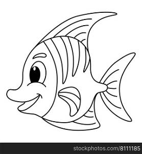 Cute fish cartoon coloring page for kids Vector Image