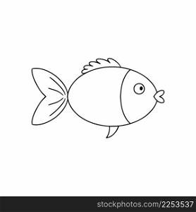 Cute fish in the style of doodle. Coloring book for kids with sea creatures. Vector illustration in the doodle style.isolated on a white background.