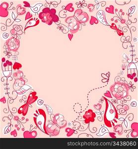 Cute floral background with a Heart Frame