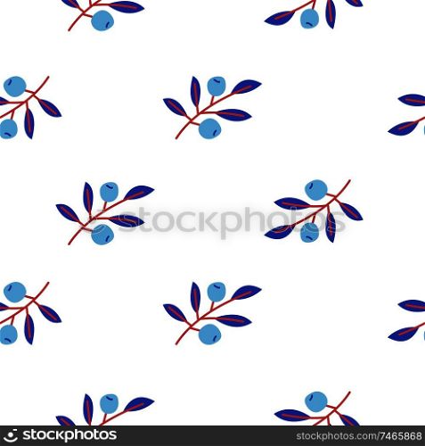 Cute floral seamless pattern with branches and berries. On white background. For printing on paper, textiles. Vector illustration.. Cute floral seamless pattern with branches and berries.  For printing on paper, textiles of all sizes. Vector illustration.
