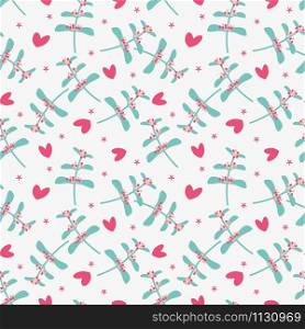 Cute flower and tiny heart seamless pattern. Lovely valentine concept.