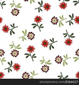 Cute flower seamless pattern in simple style. Hand drawn floral endless background. Stylized design for fabric, textile print, wrapping, cover. Vector illustration. Cute flower seamless pattern in simple style. Hand drawn floral endless background.