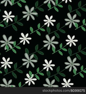 Cute flower seamless pattern. Naive art style. Hand drawn floral endless background. Simple design for fabric, textile print, wrapping, cover. Vector illustration. Cute flower seamless pattern. Naive art style. Hand drawn floral endless background.