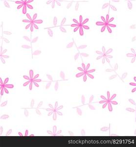 Cute flower seamless pattern. Naive art style. Hand drawn floral endless background. Simple design for fabric, textile print, wrapping, cover. Vector illustration. Cute flower seamless pattern. Naive art style. Hand drawn floral endless background.