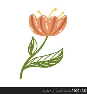 cute flower with leafs decorative icon vector illustraton design. cute flower with leafs decorative icon