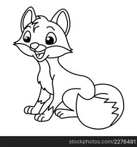 Cute fox cartoon characters vector illustration. For kids coloring book.