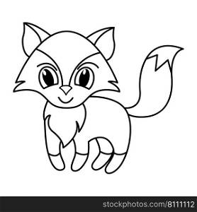 Cute fox cartoon coloring page for kids Royalty Free Vector
