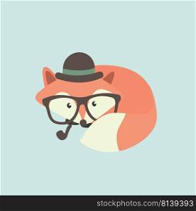 Cute fox cartoon on pastel background.. Cute fox cartoon