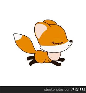 Cute fox running isolated on white background. Premium quality vector design element.