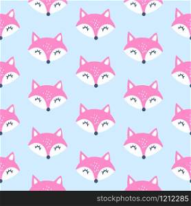 Cute fox seamless pattern. Vector animals background. All over print with Hand drawn cartoon foxes. Ideal for fabric, wallpaper, wrapping paper, textile, bedding, t-shirt print.. Cute fox seamless pattern. Vector animals background. All over print with Hand drawn cartoon foxes.