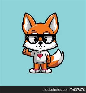 Cute fox standing cartoon vector icon illustration