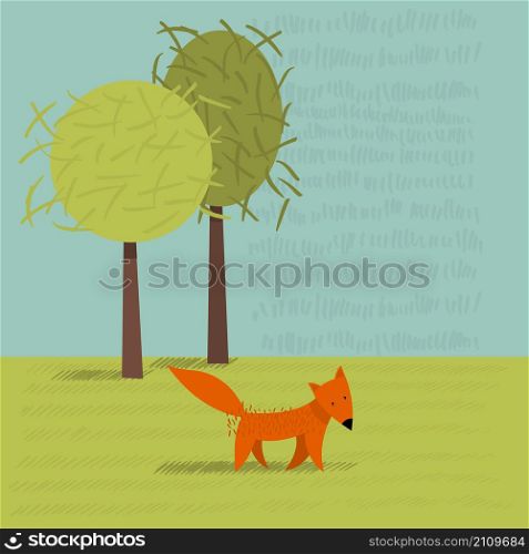Cute fox. Vector illustration.